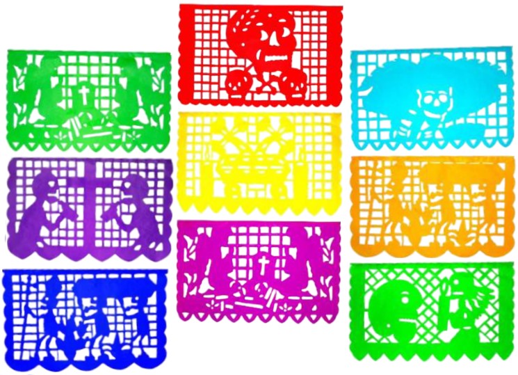 Adorno Día de Muertos Papel China Picado ¼ Colores 37×24cm Papel Picado® Hoja 7502286576215 02