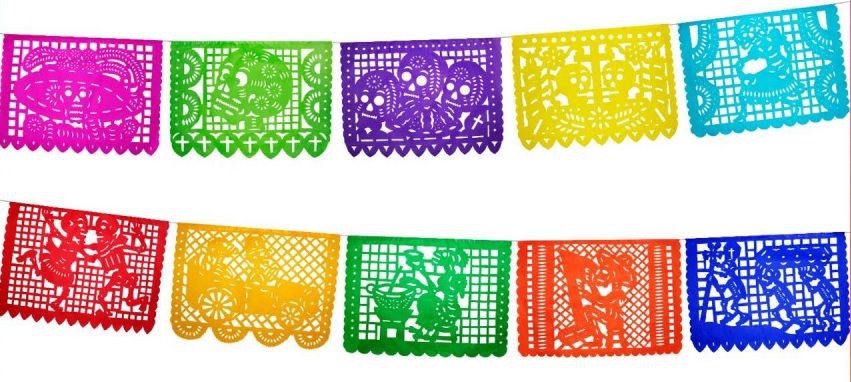 Adorno Día de Muertos Enramada ½ Plástico 1p Colores Papel Picado® ENR524 [Pieza]