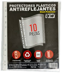 Mica Protectora p/carpeta 3 perforaciones c/10 Transparente Carta IKW® 410 [Bolsa] 7502005164105