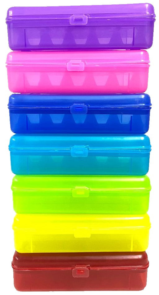 Lapicera Caja Plástica c/Plantilla Colores 20×12×5½cm D`Art® [Pieza] 7502009320323