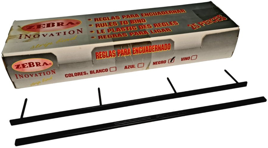 Peines p/Engargolar Strip bind 4 Pins c/25 1" Negro Carta Zebra® [Caja] 2