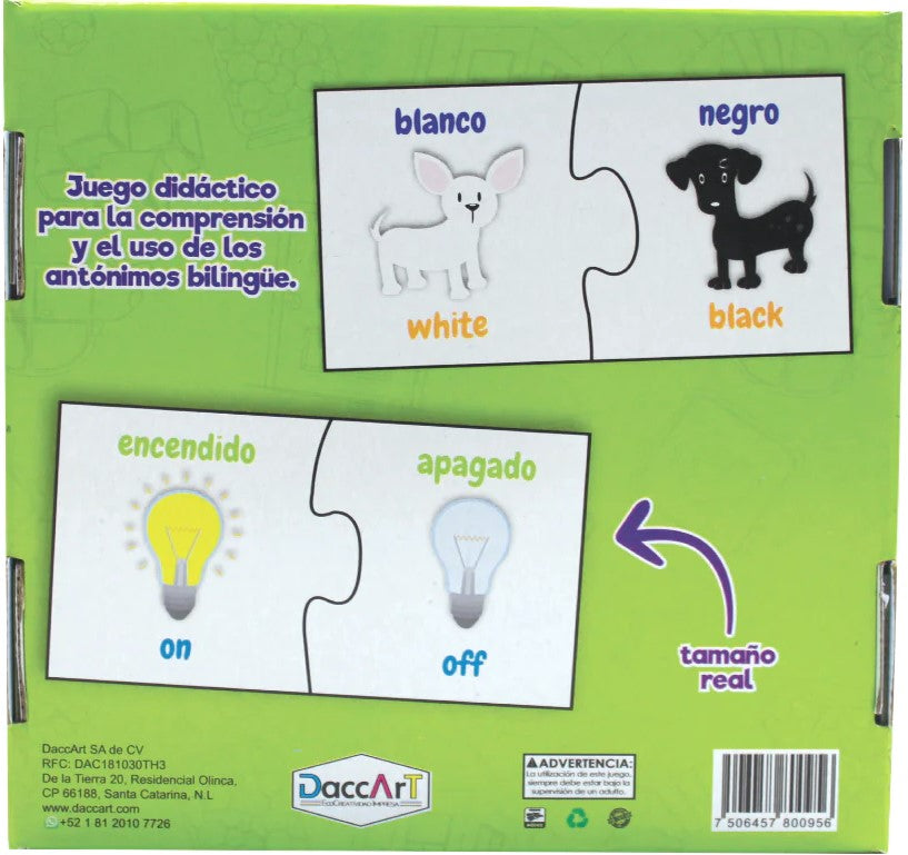 Rompecabezas Antónimos Bilingüe 40 Piezas DaccArT® [Pieza] 7506457800956 2