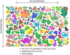 Material Didáctico Cartel p/Colorear Gigante Dinosaurios 90×60cm DaccArT® [Pieza] 7506457800741 2