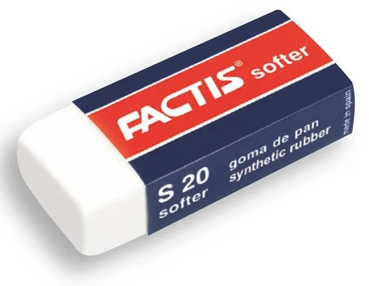 Borrador S20 Softer Migajon Blanco 55×20×12mm Factis® [Pieza] 8414034620202