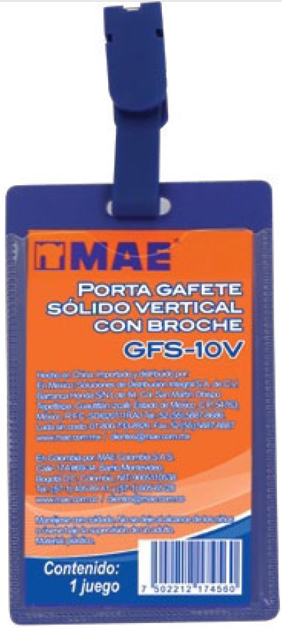 Gafete Rígido c/Caimán Vertical Azul 5.5×9cm MAE® GFS-10V Pieza 7502212174560