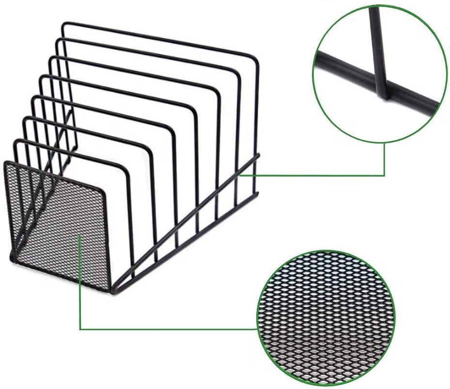 Organizador Escritorio 7 secciones metalico Negro 19.8×21.3×16cm GOLDORCLE FS-7 [Pieza] 4851258033625 2