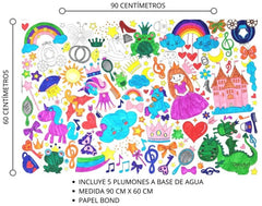 Material Didáctico Cartel p/Colorear Gigante Princesas 90×60cm DaccArT® [Pieza] 7506457800758 2
