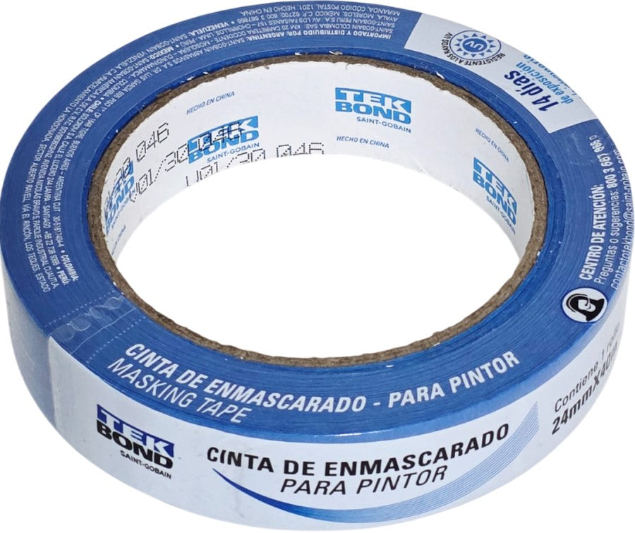 Cinta Adhesiva Masking Azul 24mm×40m TEK BOND® 17000014982 [Pieza] 7898543420323