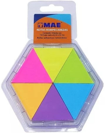 Notas Adhesivas Triangular 6 Block c/150h 900hj Colores Neón(6) 2×1¾" MAE® 21369 [Paquete] Imagen secundaria del producto