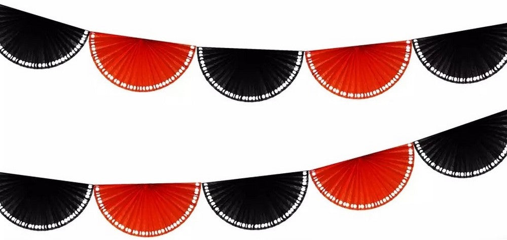 Adorno Día de Muertos Abanico 1p Naranja-Negro Grande Papel Picado® [Pieza]