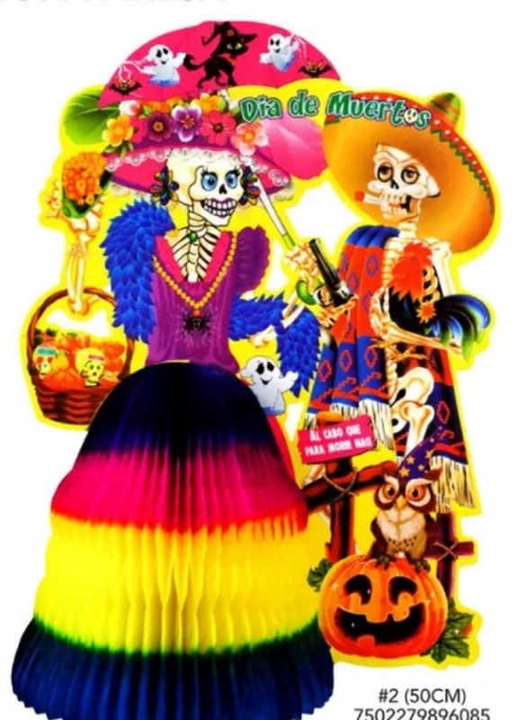 Adorno Día de Muertos Catrina con Pareja 1p 50cm Papel Picado® Pieza