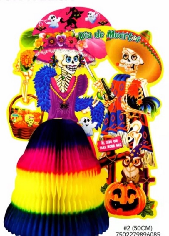 Adorno Día de Muertos Catrina con Pareja 1p 50cm Papel Picado® [Pieza]