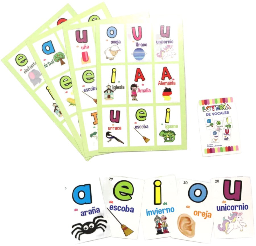 Lotería de Vocales 32 tarjetas c/10 Tablas 13.5×20cm DaccArT® [Bolsa] 7506457800130 3