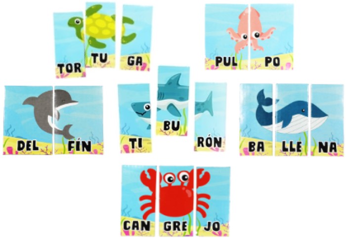 Rompecabezas Sílabas Animales Marinos 16 Piezas DaccArT® [Pieza] 7506457800109 2