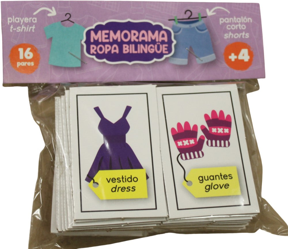 Memorama Ropa Bilingüe 16 Pares 32 Piezas DaccArT® [Pieza] 7506457801052