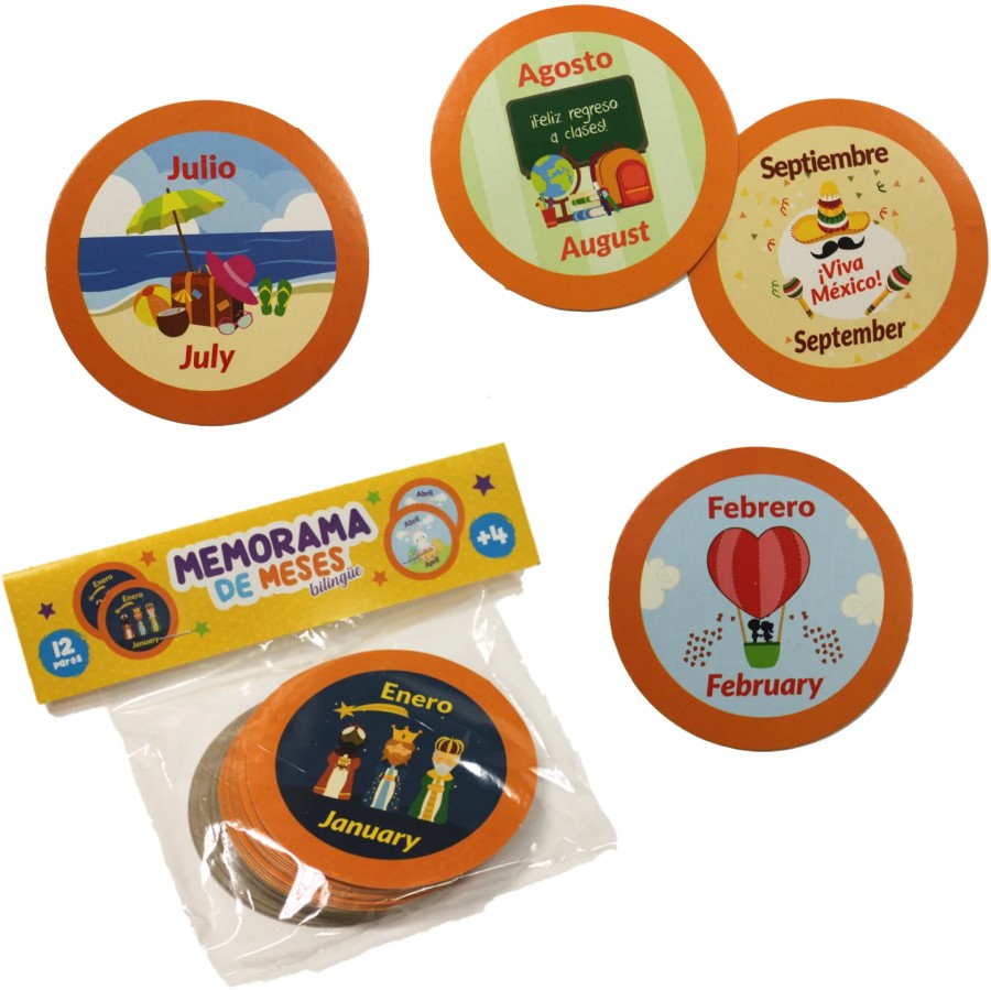 Memorama Meses Bilingüe 12 Pares 24 Piezas DaccArT® [Pieza] 7506457800833