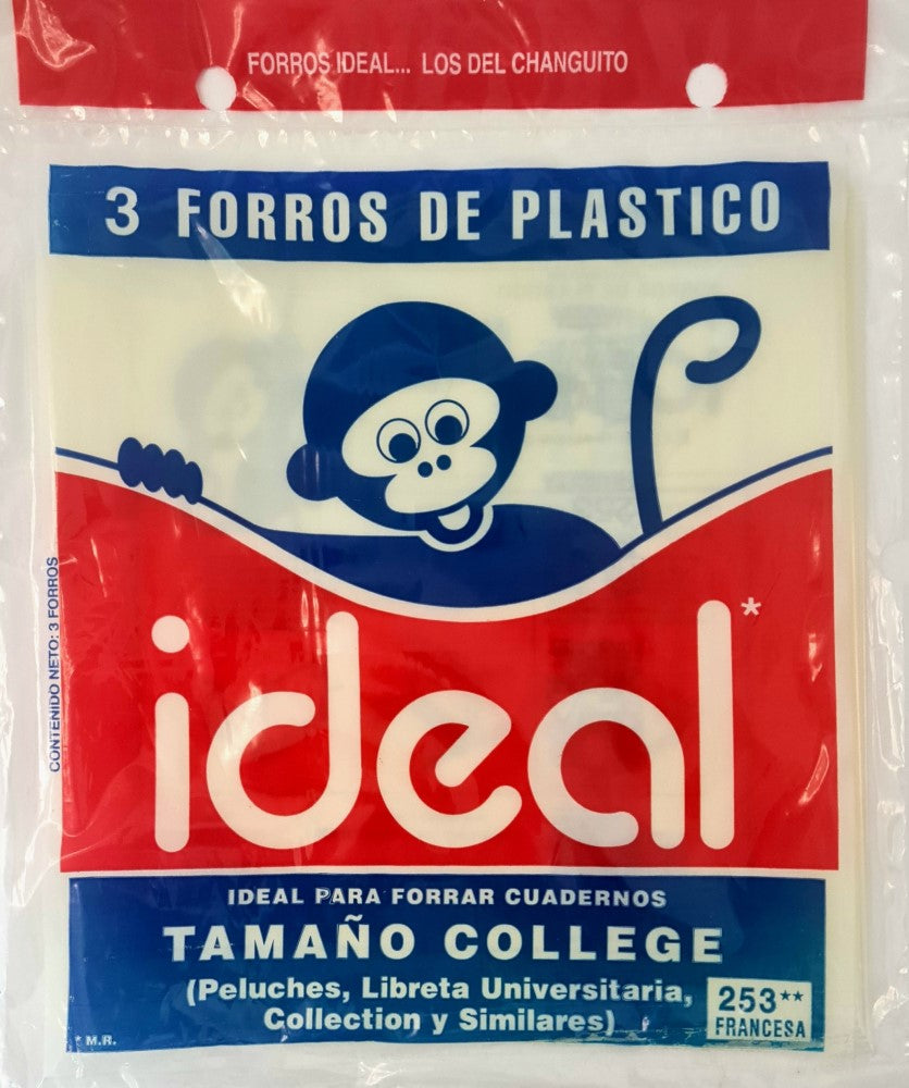 Forro p/Cuaderno Polietil Collage Cali.400 c/3 Trasparente 25.3cm Ideal® 1560 Bolsa 7501082115604