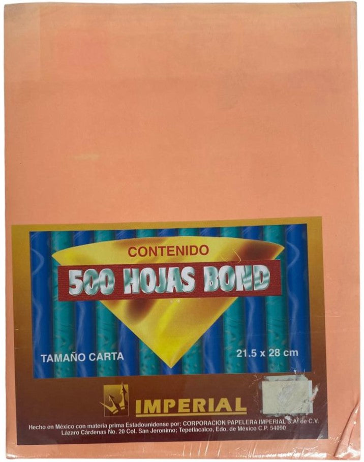 Papel Bond Color c/500 75g Salmón Carta Imperial® [Resma]