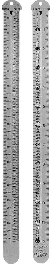 Regla Tipómetro 6,12 Pts,cm," 30cm AceroInoxidable Gaebel® 612H-12 Pieza