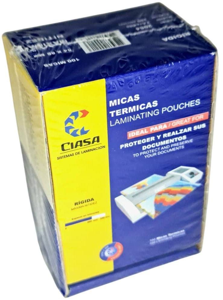 Mica p/Laminadora Tarjetas Crédito c/100 200 Micrones 54×86mm Ciasa® 2054 Caja 785640000213 01