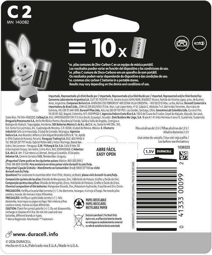 Pila Duracell "C" c/2 Paquete 41333000992 02
