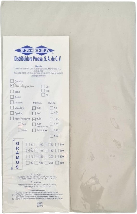Papel Revolución Paquete c/100 49g Oficio Biopapel® [Cien hojas]