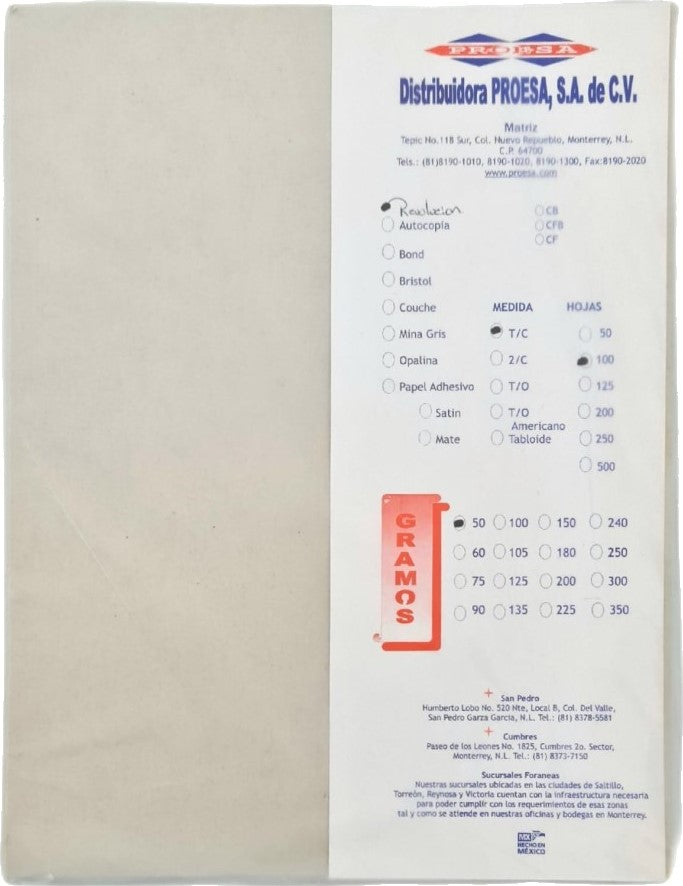 Papel Revolución Paquete c/100 49g Carta Biopapel® [Cien hojas]