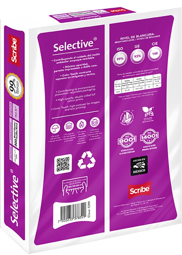 Bond Selective paquete c/500 35kg Blanco 99% Carta 70g Scribe® 5399 [Resma] 7502233378329 3