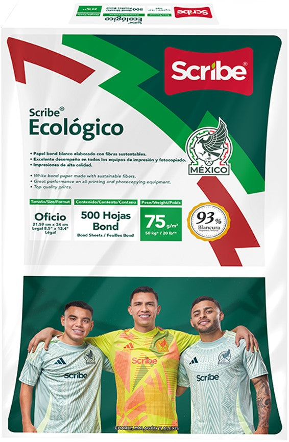 Bond Ecológico pack c/500 50kg Blanco 93% Oficio 75g Scribe® 5296 Resma 7502233377834 02