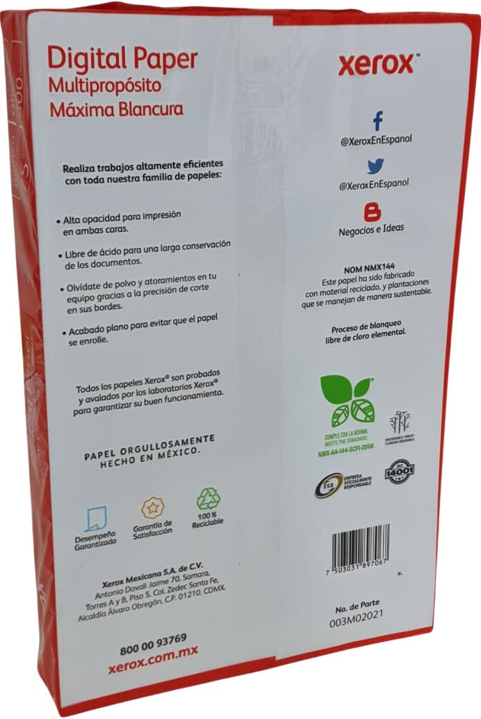 Bond Digital (Rojo) 50kg Blanco 99% Oficio 75g Xerox® [Resma] Imagen secundaria del producto