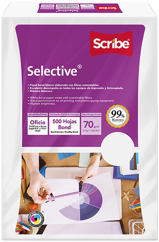 Bond Selective paquete c/500 50kg Blanco 99% Oficio 70g Scribe® 5391 [Resma] 7502233378343
