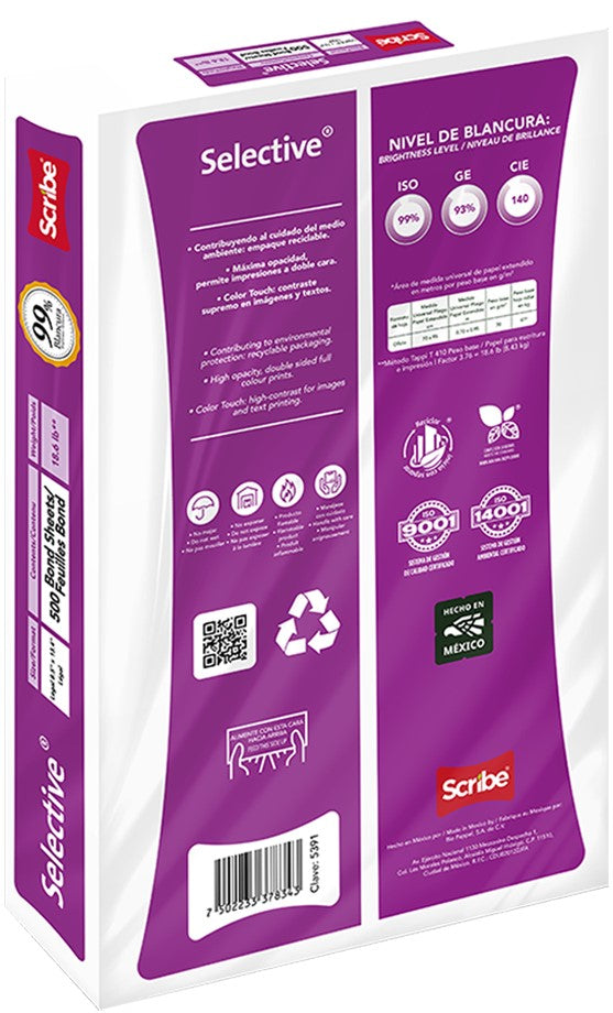 Bond Selective paquete c/500 50kg Blanco 99% Oficio 70g Scribe® 5391 [Resma] 7502233378343 3
