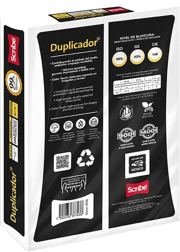 Bond Duplicador pack c/500 37kg Blanco 99% Carta 75g Scribe® 5236 Resma 7502233377438 03