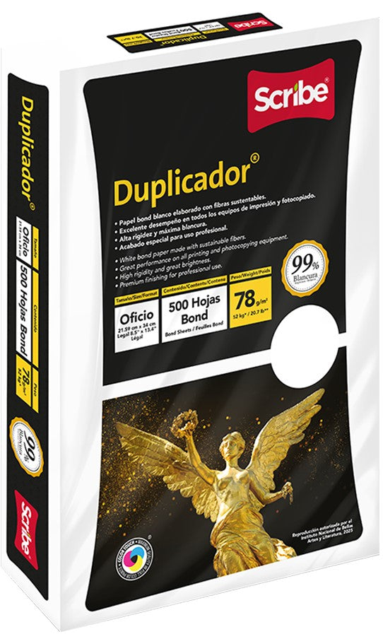 Bond Duplicador pack c/500 50kg Blanco 99% Oficio 75g Scribe® 5237 Resma 7502233377452 01
