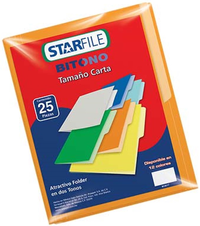 Fólder Bitono Starfile® pack c/25 Naranja Carta STARfile® PH0080 Paquete 7501454572288 01