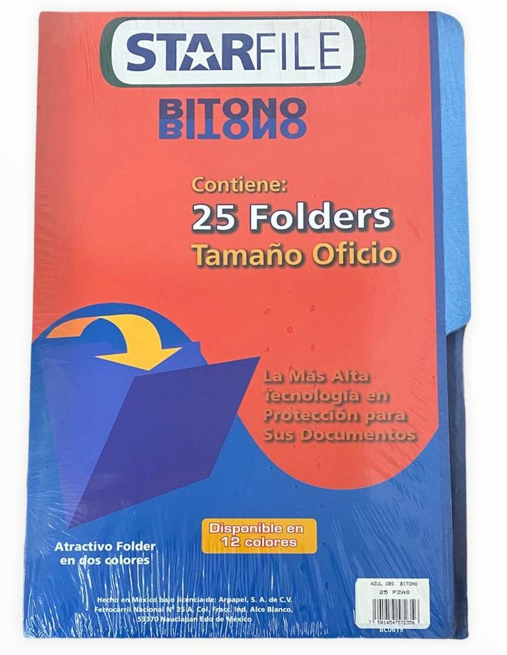 Fólder Bitono Starfile® pack c/25 Azul Oscuro Oficio STARfile® PH0087 Paquete 7501454572356 01