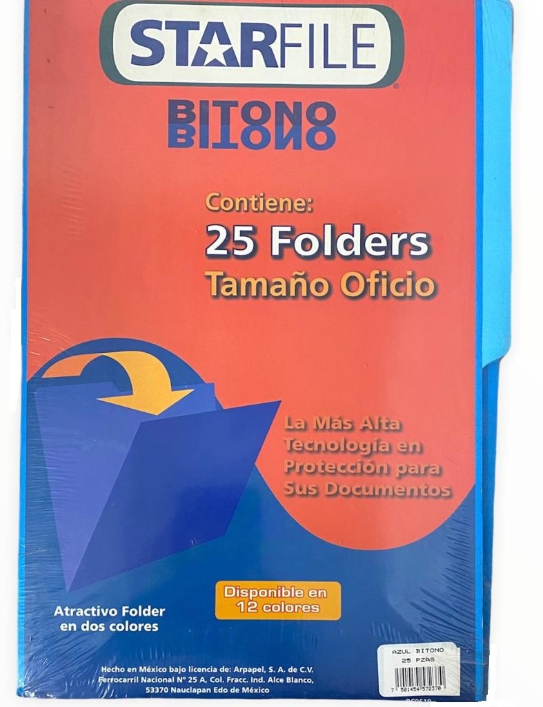 Fólder Bitono Starfile® pack c/25 Azul Oficio STARfile® PH0089 Paquete 7501454572370 01