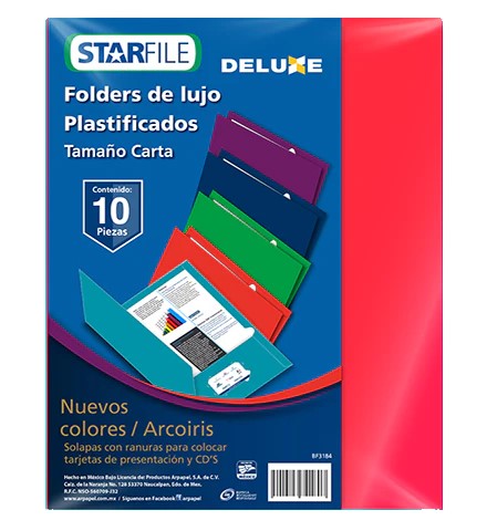 Fólder Plastificado Deluxe Collorfull c/10 Arcoíris Full Carta STARfile® PY1174 [Paquete] 7501454574190