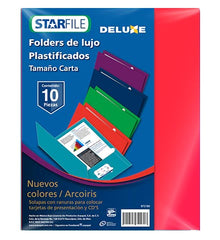 Fólder Plastificado Deluxe Collorfull c/10 Arcoíris Full Carta STARfile® PY1174 [Paquete] 7501454574190