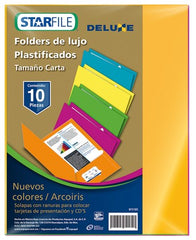Fólder Plastificado Deluxe Neón c/10 Arcoíris Neón Carta STARfile® PY1175 [Paquete] 7501454574206