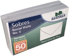 Sobre tarjeta de Visita paquete c/50 75g #403 Blanco Bond 6.3×10.2cm Mapasa® HA0014 Paquete 75014545