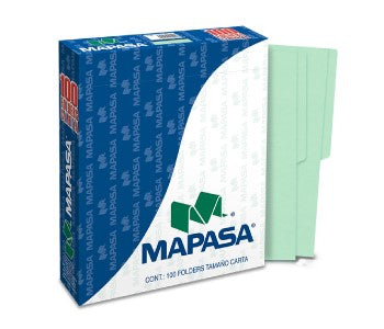 Fólder Tradicional/Premium c/100 Verde pastel Carta Mapasa® PV0001 Caja 7501454560094 01