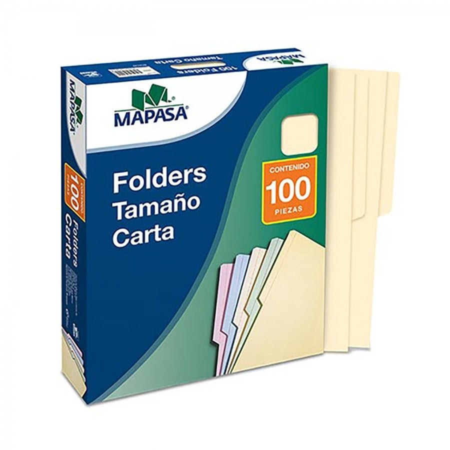 Fólder Tradicional/Premium c/100 Crema Carta Mapasa® PC0001 Caja 7501454560018 01