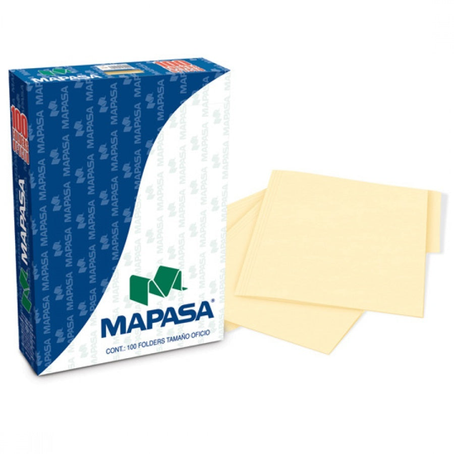 Fólder Tradicional/Premium c/100 Crema Oficio Mapasa® PC0002 Caja 7501454560025 01