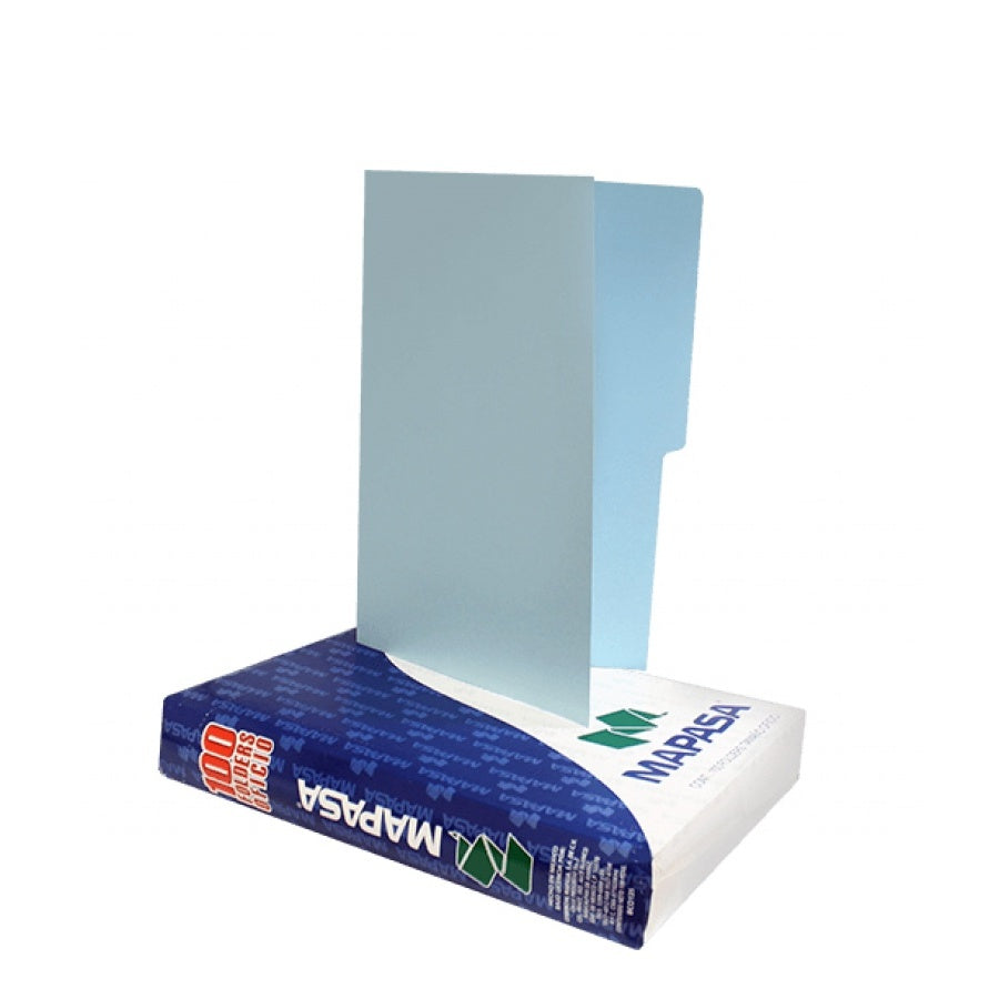 Fólder Tradicional/Premium c/100 Azul pastel Oficio Mapasa® PA0002 Caja 7501454560049 01