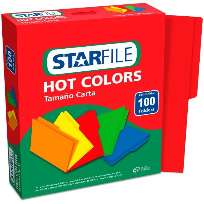 Fólder Color Hot Colors pack c/100 Rojo Carta STARfile® PH0028 Caja 7501454570239 01