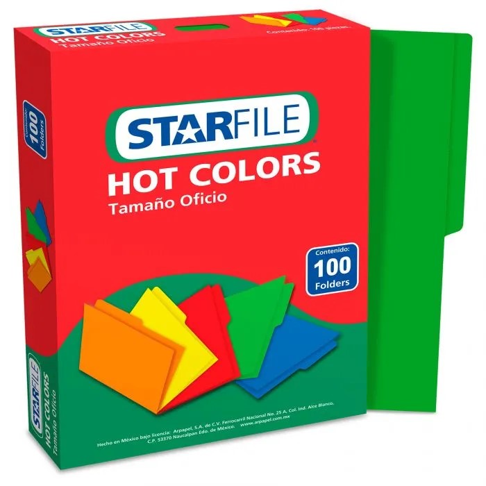 Fólder Color Hot Colors pack c/100 Verde Oficio STARfile® PH0041 Caja 7501454570291 01