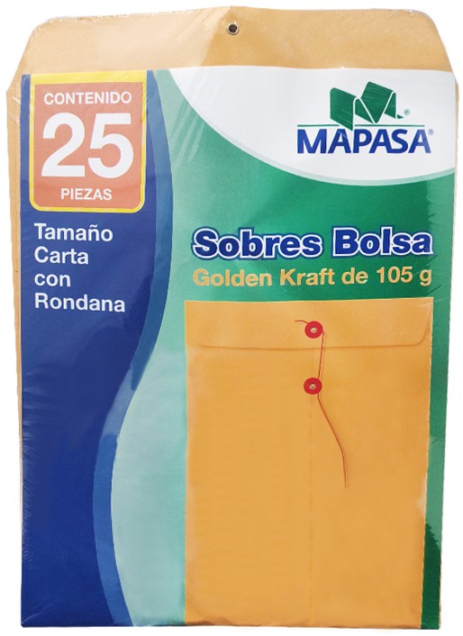 Sobre Bolsa c/Rondana Carta 105g pack c/25 80kg Golden Kraft 23×30.5cm Mapasa® IA0330 [Paquete]