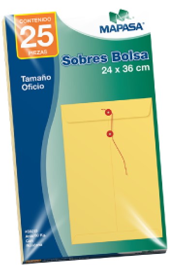 Sobre Bolsa c/Rondana Oficio 105g psck c/25 80kg Ante 24×36cm Mapasa® IA0190 [Paquete]