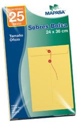 Sobre Bolsa c/Rondana Oficio 105g psck c/25 80kg Ante 24×36cm Mapasa® IA0190 [Paquete]